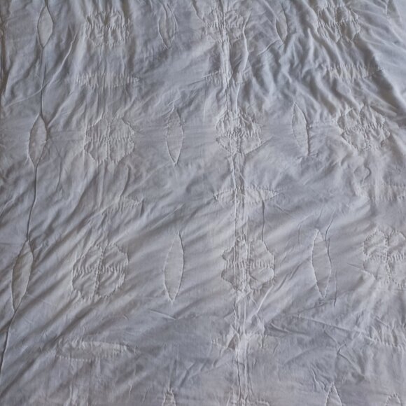 Vintage Full-Size Quilt Double Wedding Rings + 2 Pillow Shams (Colcha) - Picture 11 of 12